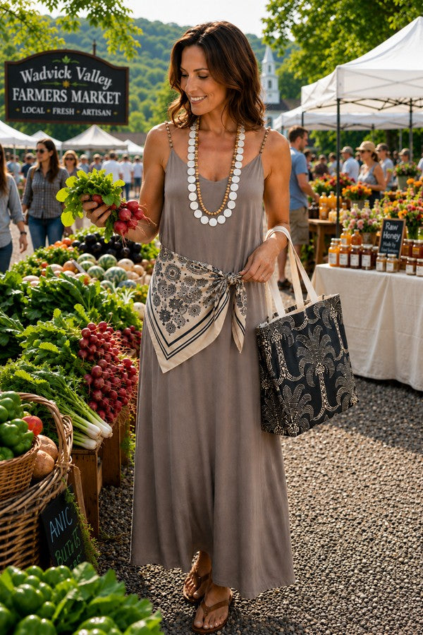 Pom-Pom Maxi Sleeveless Dress