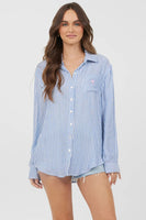 Vintage Havana Striped Beach Shirting style CC11208-Blu in Blue and White Stripe; 