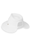 Wallaroo Hats Gabi Ponytail hat in White Style Gabi-WH. Woen's UV rated woven fedora style ponytail sun hat.  Bfree American Summer Collection.