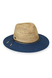 Wallaroo Hats Laguna Hat LAGU-NY in Natural Navy. Women' Natural and Navy Braided Raffia Color block Sun Hat. Bfree American Summer