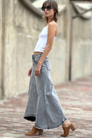 Wash Lab Denim Selma Pieced Denim Maxi Skirt Style WL0233K-2 in Acid Gret and In Raw Denim; Raw Hem Denim Maxi skirt; Wash Lab Raw Hem Denim Skirt; Fall Denim Skirt