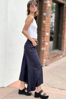 Wash Lab Denim Selma Pieced Denim Maxi Skirt Style WL0233K-2 in Acid Gret and In Raw Denim; Raw Hem Denim Maxi skirt; Wash Lab Raw Hem Denim Skirt; Fall Denim Skirt
