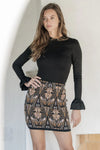West of By Central Park West Clothing Bernadette Sweater Skirt Style B0030F25 In Devon Print;Printed Sweater Mini Skirt; 