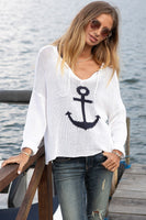 Wooden Ships Anchor V Cotton Style K52C2W432 in Breaker White With Darkest Indigo; 