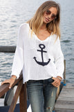 Wooden Ships Anchor V Cotton Style K52C2W432 in Breaker White With Darkest Indigo; 