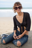 Wooden Ships Ballet Top Style K52C3W207 in Black