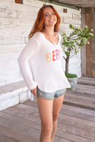 Wooden Ships Beach Multi V Cotton Style K52C2W825 in Breaker White;BEACH sweater;Wooden Ships Beach Sweater; 