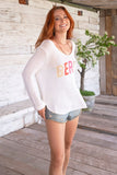 Wooden Ships Beach Multi V Cotton Style K52C2W825 in Breaker White;BEACH sweater;Wooden Ships Beach Sweater; 