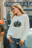 Wooden Ships CAmo Pumpkin Crew Style K51Y2W927 in Pure Snow;Wooden Ships Fall Sweater;Pumpkin Sweater;Camo Pumpkin Crew Neck Sweater