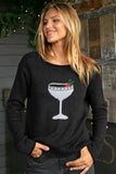 Wooden Ships Fete Crew Lightweight Sweater Style K53YPE4W181 in Black; Holiday Cocktail Sweater; Wooden Ships Christmas Cocktail Sweater