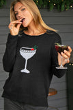 Wooden Ships Fete Crew Lightweight Sweater Style K53YPE4W181 in Black; Holiday Cocktail Sweater; Wooden Ships Christmas Cocktail Sweater