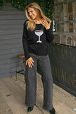 Wooden Ships Fete Crew Lightweight Sweater Style K53YPE4W181 in Black; Holiday Cocktail Sweater; Wooden Ships Christmas Cocktail Sweater