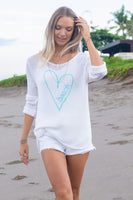 Wooden Ships Knits Beach Lover V Cotton Style K50CPE3W827 in Breaker White and Jack Aqua;Beach Heart Sweater;Wooden SHips Beach Heart Sweater;Wooden Ships Beach Sweater; 