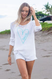 Wooden Ships Knits Beach Lover V Cotton Style K50CPE3W827 in Breaker White and Jack Aqua;Beach Heart Sweater;Wooden SHips Beach Heart Sweater;Wooden Ships Beach Sweater; 