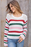 Wooden Ships Knits NORTH POLE STRIPED CREW COTTON Style K55C1W617 in Breaker White Stripe; Striped Cozy Holiday / Winter Sweater