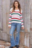 Wooden Ships Knits NORTH POLE STRIPED CREW COTTON Style K55C1W617 in Breaker White Stripe; Striped Cozy Holiday / Winter Sweater