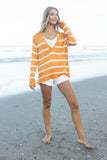 Wooden Ships Margot Stripe Top Cotton Style K50C3W835 in Creamsicle Breaker White; 