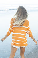 Wooden Ships Margot Stripe Top Cotton Style K50C3W835 in Creamsicle Breaker White; 