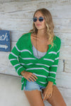 Wooden Ships Margot Stripe Top Style K52C3W835 in Emerald Vine and Breaker White; 