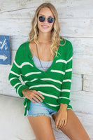 Wooden Ships Margot Stripe Top Style K52C3W835 in Emerald Vine and Breaker White; 