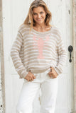 Wooden Ships Striped Lobster Roll Crew Style K54CPE9W426 in Khaki Breaker White Stripe; 