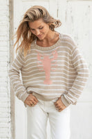 Wooden Ships Striped Lobster Roll Crew Style K54CPE9W426 in Khaki Breaker White Stripe; 