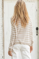 Wooden Ships Striped Lobster Roll Crew Style K54CPE9W426 in Khaki Breaker White Stripe; 