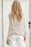 Wooden Ships Striped Lobster Roll Crew Style K54CPE9W426 in Khaki Breaker White Stripe; 