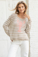 Wooden Ships Striped Lobster Roll Crew Style K54CPE9W426 in Khaki Breaker White Stripe; 