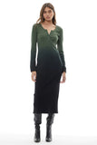 YFB Clothing Leo Dress Style 3953RB in Darf Forest Ombre;Dark Green Ombre Ribbed Dress; 