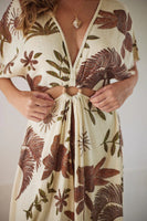 Z L Europe Clothing Palm Maxi Dress Style 34130224 in Beige; Summer Maxi Dress; 
