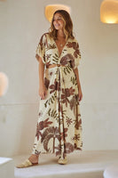 Z L Europe Clothing Palm Maxi Dress Style 34130224 in Beige;Summer Maxi Dress; 