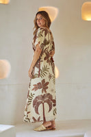 Z L Europe Clothing Palm Maxi Dress Style 34130224 in Beige; Summer Maxi Dress; 