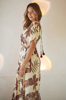 Z L Europe Clothing Palm Maxi Dress Style 34130224 in Beige; Summer Maxi Dress; 