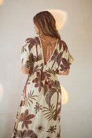 Z L Europe Clothing Palm Maxi Dress Style 34130224 in Beige; Summer Maxi Dress; 