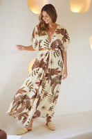 Z L Europe Clothing Palm Maxi Dress Style 34130224 in Beige; Summer Maxi Dress; 