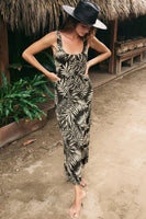 Z SUpply Clothing Melbourne Sandy Bay Palm Dress Style ZD242480 Blk in Black Palm Print;Black Tropical Palm Print DRess;Summer Palm Leaf Printed Dress; 