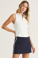 Z Supply Clothing Active Play on Polo Top Style ZVT252854 Wht in White;Active style sleeveless half zip top; Tennis Top; Pickleball Top; Golf Top