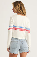 Z Supply Clothing Active Studio Cardigan Style ZVW252594S WHT in White;Lightweight Active Style Cardigan; Spring Cardigan; Striped Lightweight Spring Summer Cardigan; 4th of July Style; Spring Cardigan