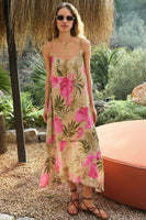 Z Supply Clothing Benson Tropical Maxi Dress Style AD253184 DTN in Desert Tan;Tropical Print Summer Dress; 