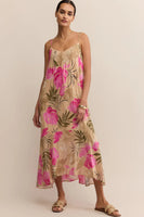 Z Supply Clothing Benson Tropical Maxi Dress Style AD253184 DTN in Desert Tan;Tropical Print Summer Dress; 