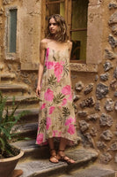 Z Supply Clothing Benson Tropical Maxi Dress Style AD253184 DTN in Desert Tan;Tropical Print Summer Dress; 