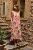 Z Supply Clothing Benson Tropical Maxi Dress Style AD253184 DTN in Desert Tan;Tropical Print Summer Dress; 