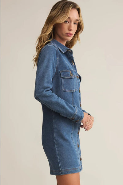 Candice Perfect Knit Denim Mini Dress bfree boutique Candice Perfect Knit Denim Mini Dress bfree boutique