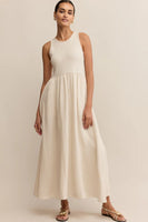 Z Supply Clothing Charlotte Ribbed Midi Dress Style ZD253191 in Crystal and in Black; 