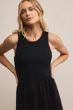 Z Supply Clothing Charlotte Ribbed Midi Dress Style ZD253191 in Crystal and in Black; 