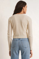 Z Supply Clothing Ciana Waffle Top Style ZT241200 OMK in Oat Milk;Button Front Waffle Knit Top; 