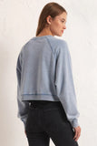 Z Supply Clothing Crop Out Knit Denim Sweatshirt Style ZT241289 WAI in Washed Indigo; 