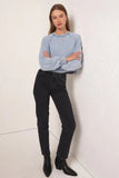 Z Supply Clothing Crop Out Knit Denim Sweatshirt Style ZT241289 WAI in Washed Indigo; 