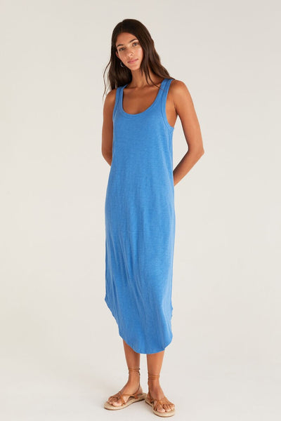 Z Supply Clothing Easygoing Cotton Slub Dress Style ZD231406 FDb in Federal Blue; 